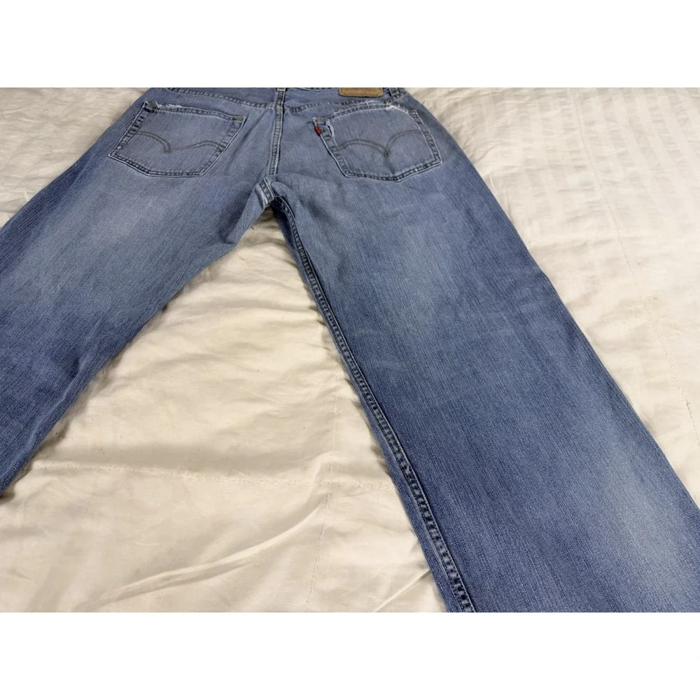 Levi's 569 Jeans Mens 34x32 Loose Straight Light Wash Distressed Frayed Hem